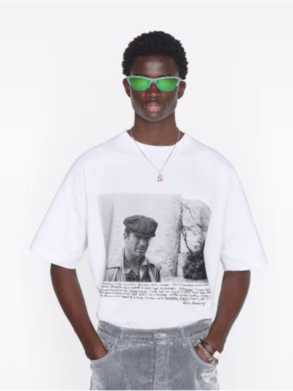 DIOR SS22 Portrait Letter Print Short Sleeve T-Shirt White Mens Large